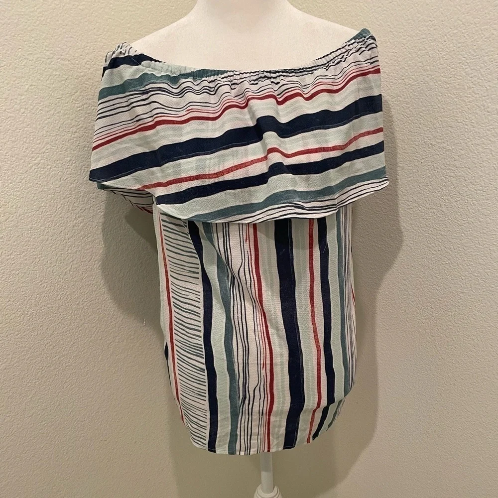 Lane Bryant Women’s Blouse Off Shoulder Stripe Pattern Size 14/16 - Picture 7 of 7